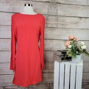 WAYF Women’s Long Sleeve Red Crepe Shift Dress‎ Size Medium